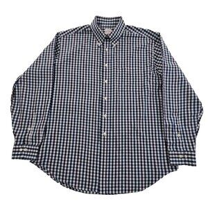 Brooks Brothers 346 Men’s Sz L Navy Blue Checked Button-Up Long Sleeve Shirt EUC